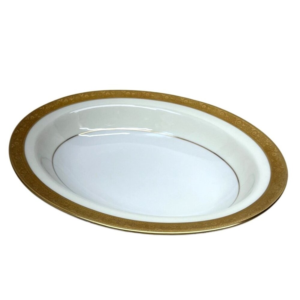 Vintage Theodore Haviland New York Athens Gold Crusted Oval Vegetable Bowl USA